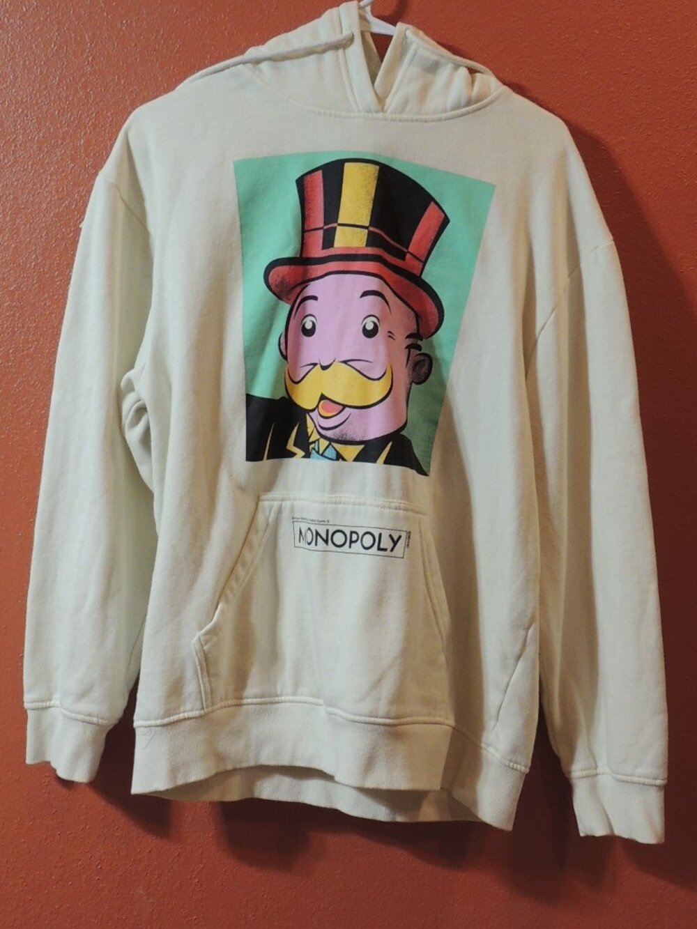Monopoly Hoodie Men Medium Cream Black Yellow Casino Jackpot Winning Hoodie